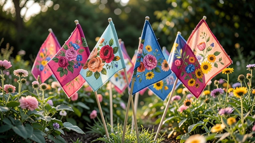 Colorful Garden Flags with Floral Prints