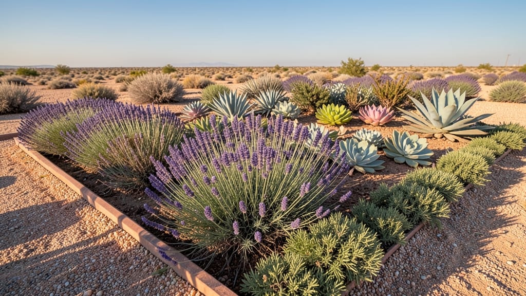 Lavender and Succulent Desert Bed