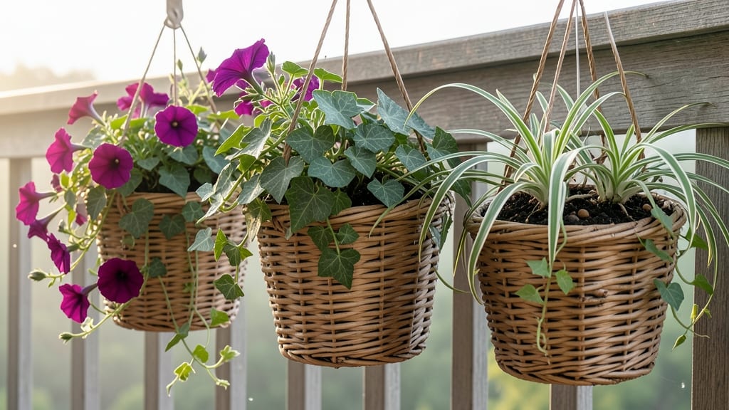 Hanging Planter Baskets with Slow-Release Fertilizer