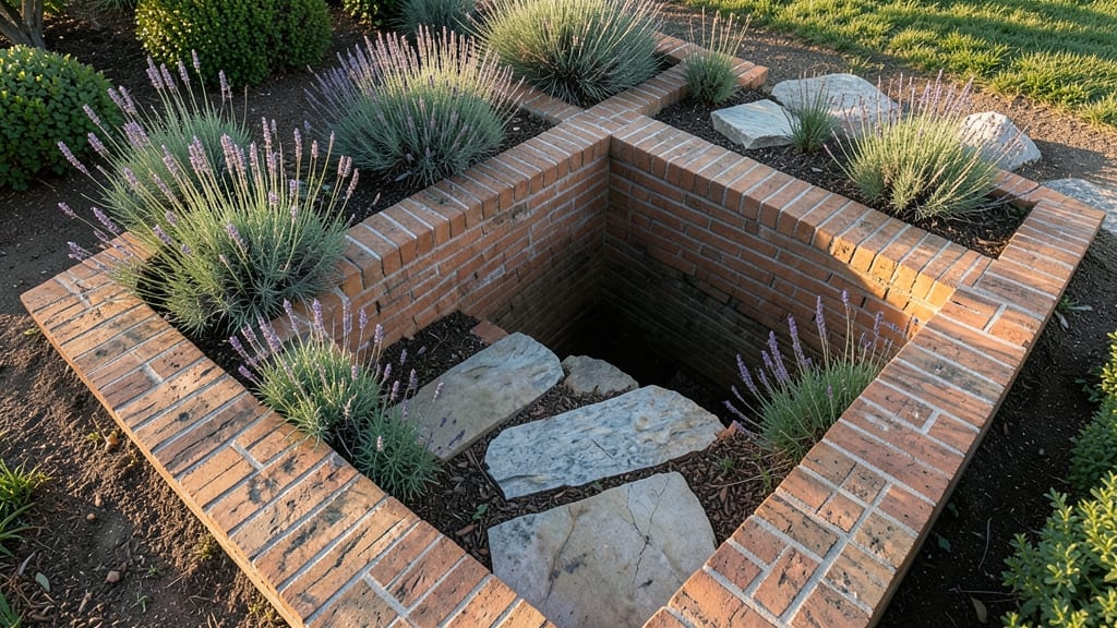 Sunken Brick Garden with Stepping Stones