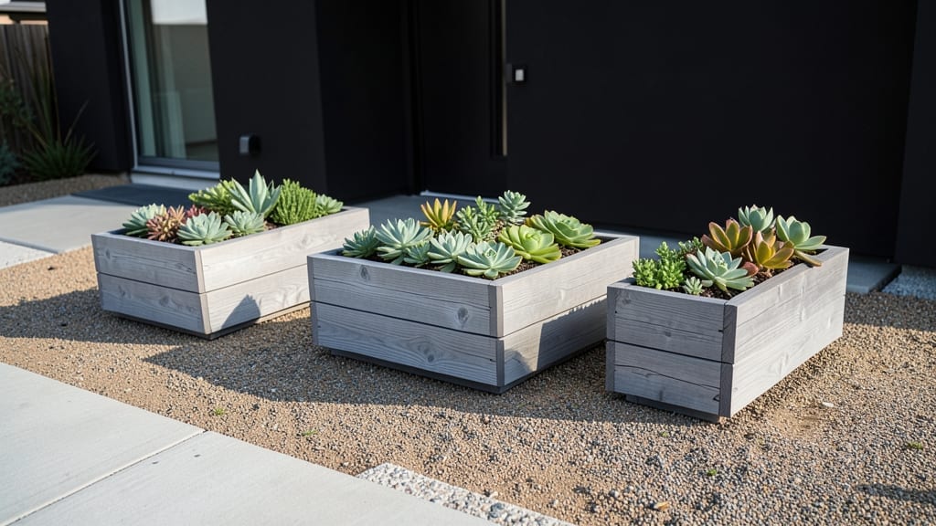 Modern Geometric Raised Beds with Succulents