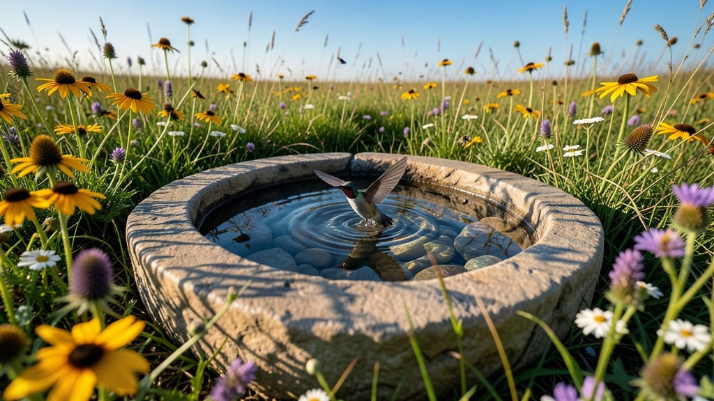 Wildflower Meadow Bird Bath Oasis