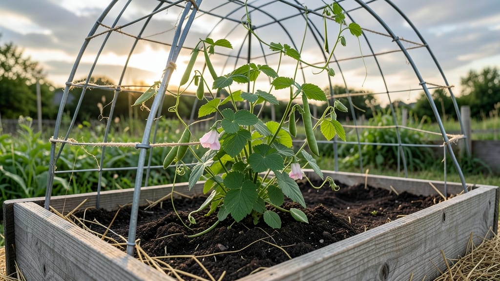 Raised Bed Peas Recipe: Vertical Trellis Trick for Bush and Climbing Varieties