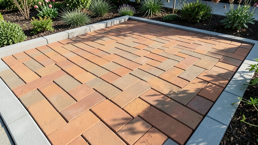 Geometric Brick Pattern Flower Bed