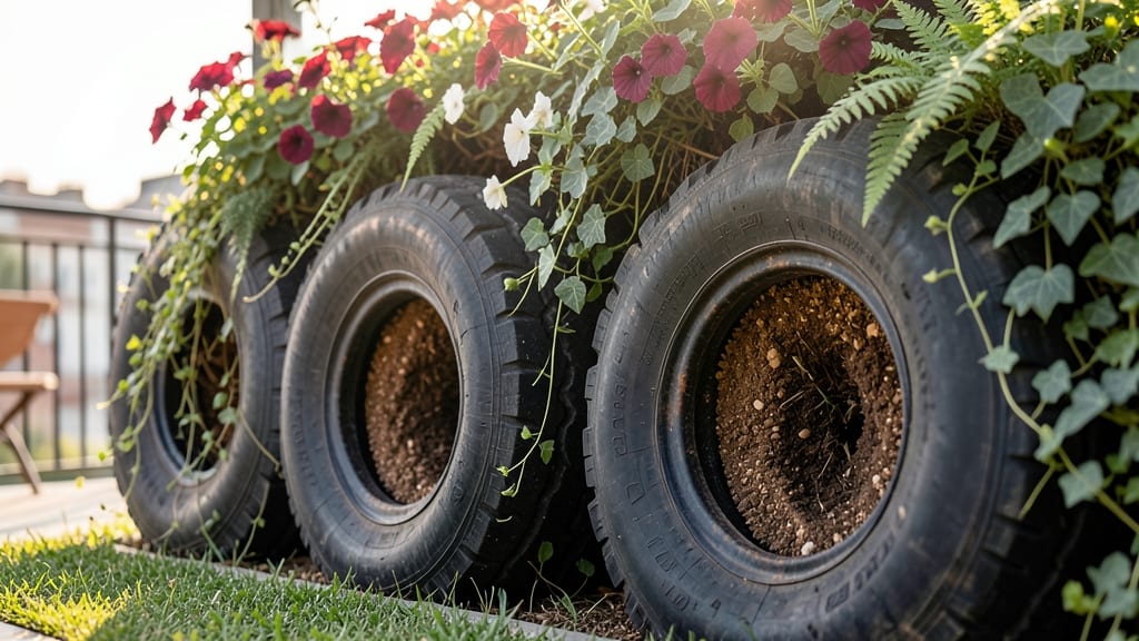 Tire Planter Privacy Screen