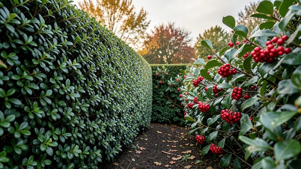 Evergreen Boxwood with Winterberry Holly