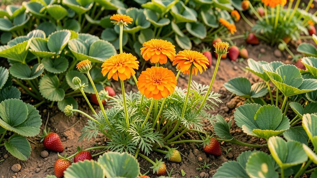 Strawberry And Marigold Pest-Repellent Border