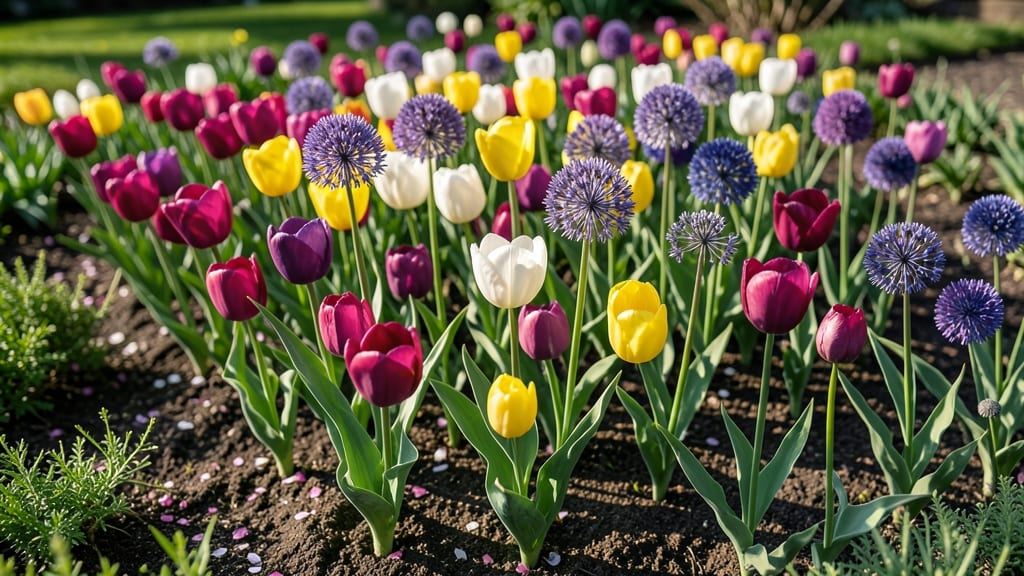 Spring-Blooming Tulips With Allium Fillers