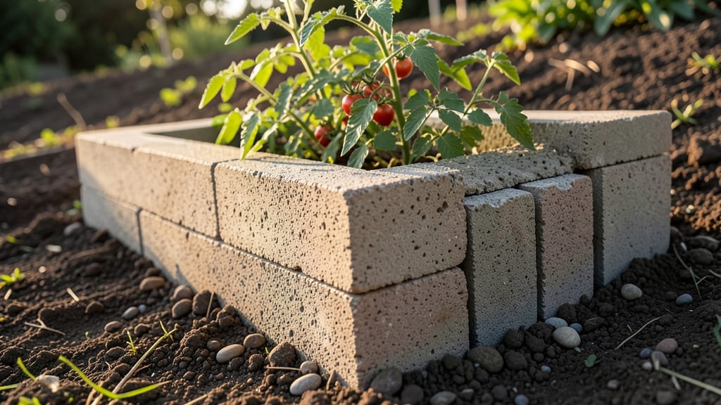 Cinder Block Edged Planters