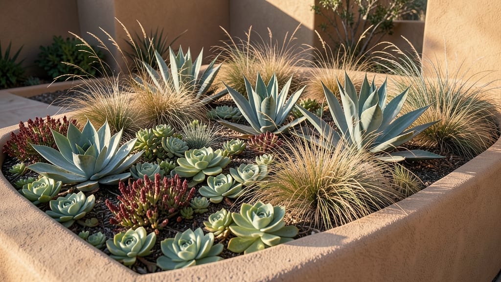 Drought-Tolerant Succulent Flower Bed