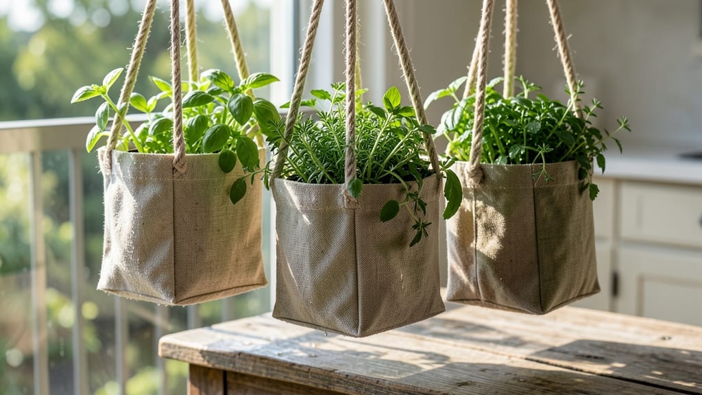 Hanging Fabric Planters for Herbs