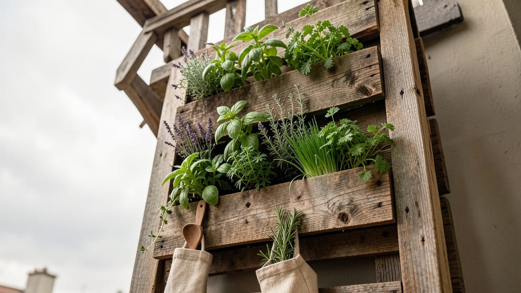 Vertical Pallet Garden Beds with Pocket Planters
