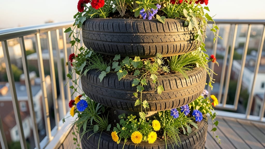 Stacked Tire Vertical Garden Tower