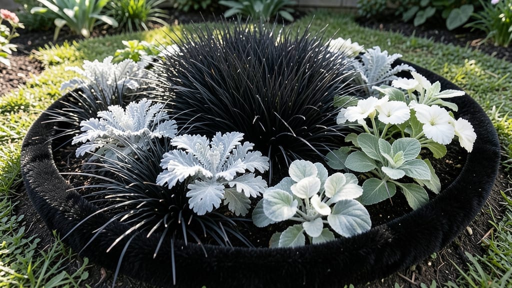 Bold Monochromatic Statement with Black and White Plants