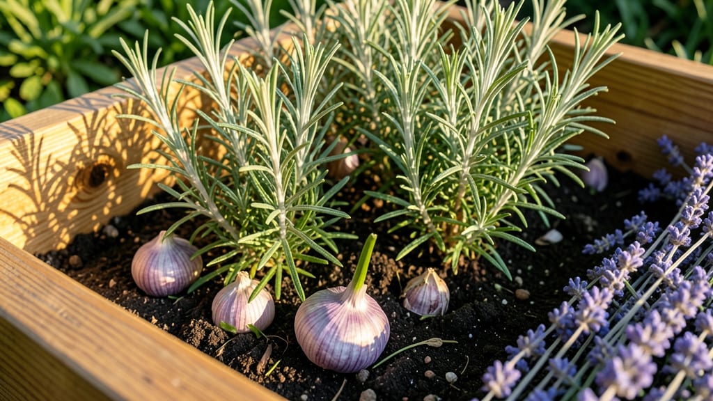 Garlic and Rosemary Pest-Defense Layout