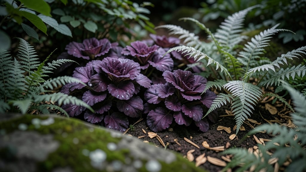 Shade-Tolerant Heuchera and Fern Pairing