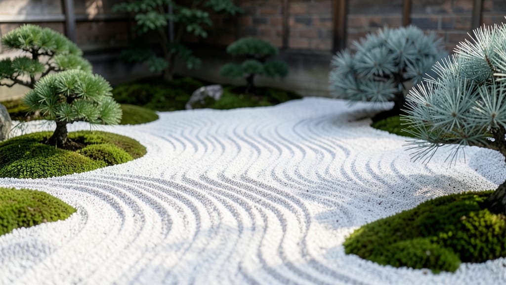 Japanese Zen Rock Garden with Moss
