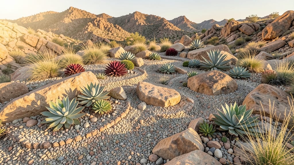 Desert Xeriscaping Rock Bed