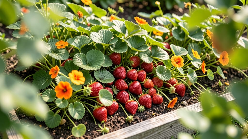 Strawberry And Nasturtium Edible Flower Bed