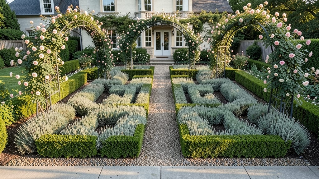 Formal Knot Garden With Lavender And Roses