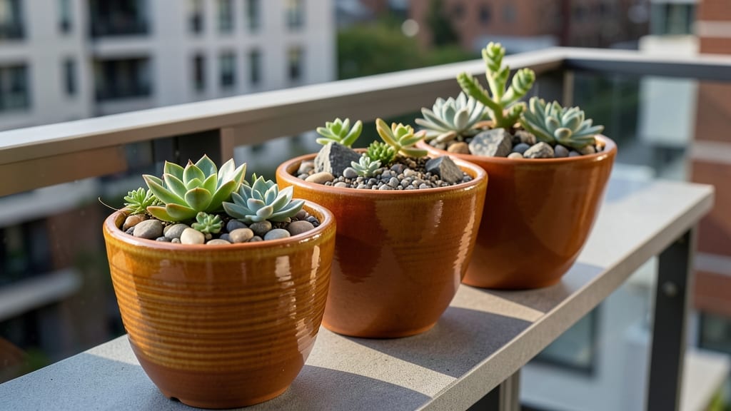 Terracotta Pots with Succulent Rock Gardens