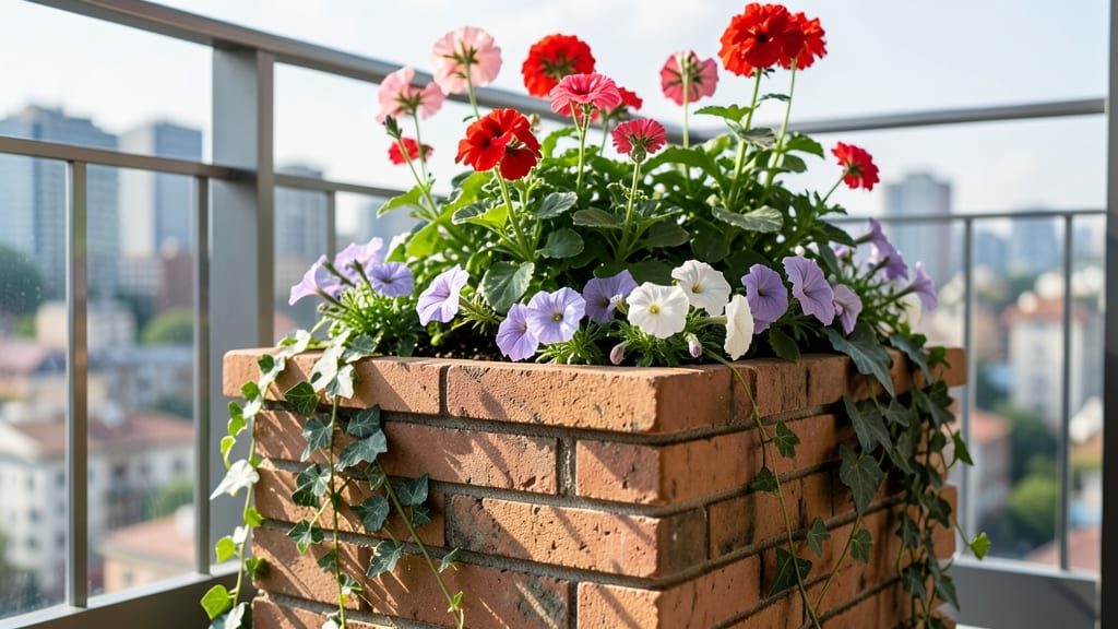 Brick Tiered Flower Bed for Vertical Interest