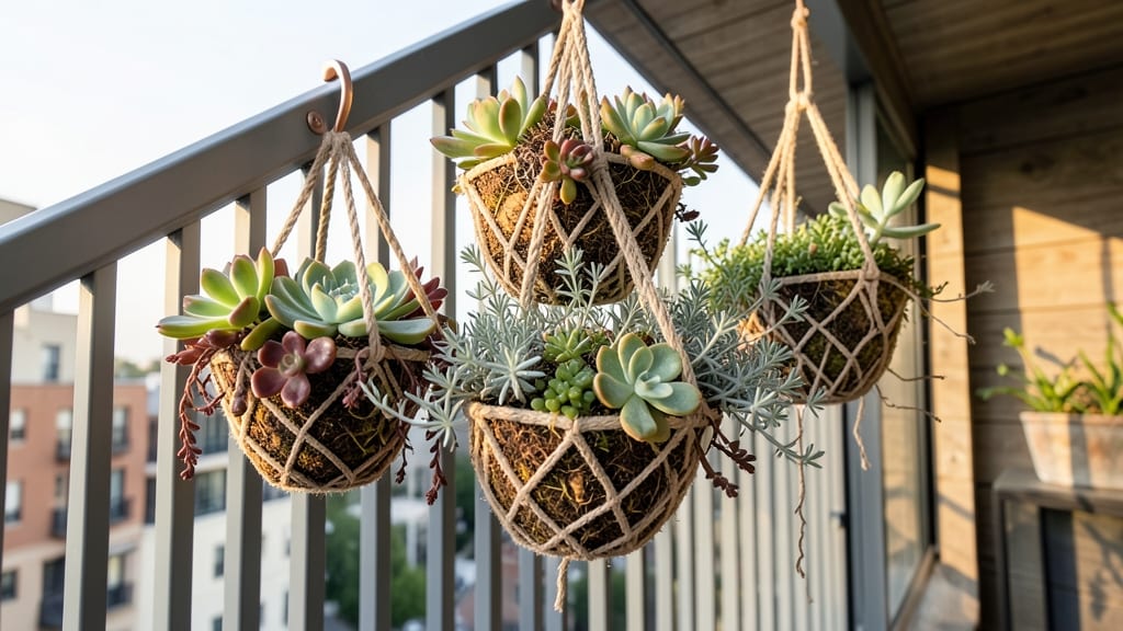 Vertical Hanging Flower Baskets with Succulents