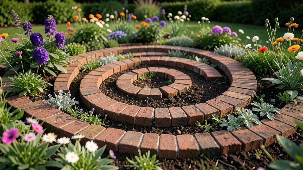 Spiral Brick Flower Bed for Focal Points