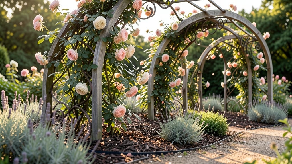 Romantic Climbing Rose Arches with Support Structures