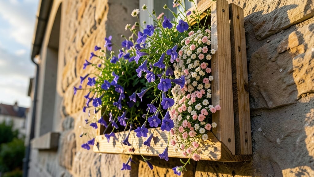 Rustic Wooden Crate Flower Box