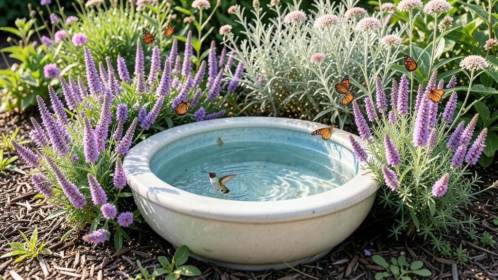 Butterfly Bush Bird Bath Haven