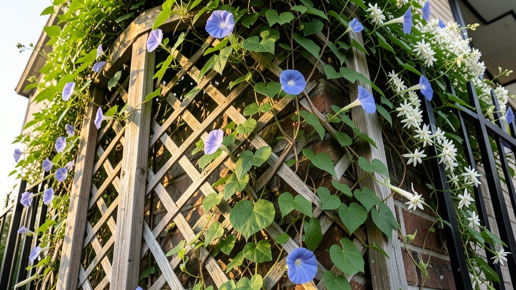 Vertical Flower Wall With Trellis Plants