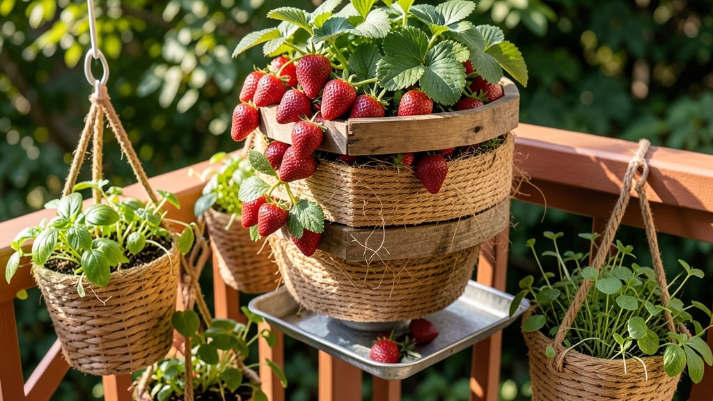 Strawberry Tower with Hanging Baskets