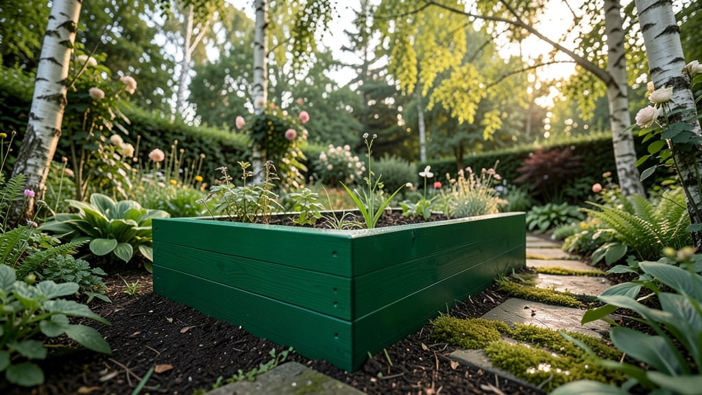 Deep Forest Green Wooden Garden Beds