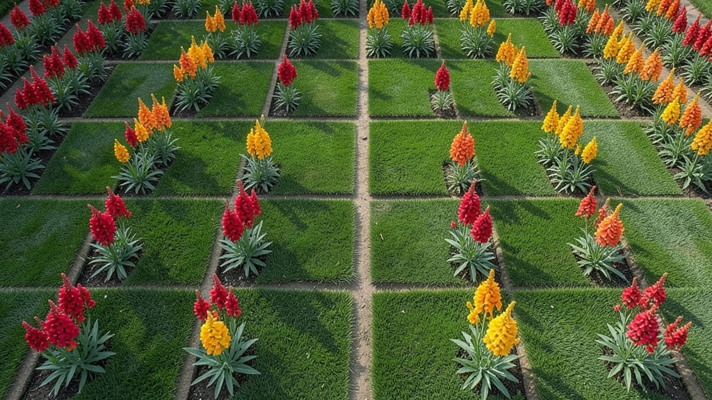 Geometric Snapdragon Grid With Green Lawn