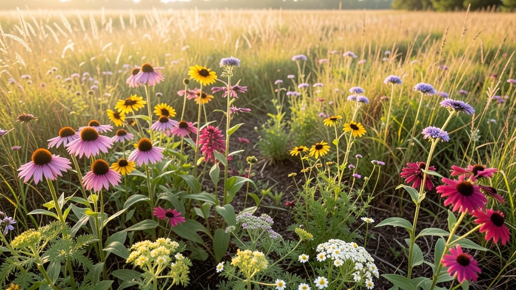 Perennial Pollinator Garden With Native Wildflowers