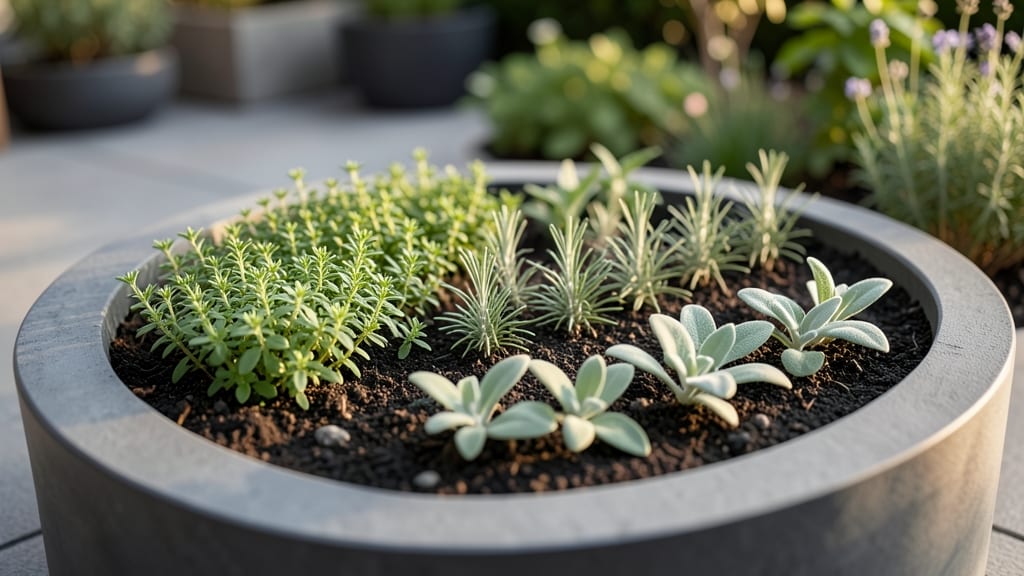 Modern Geometric Herb Garden with Edible Plants