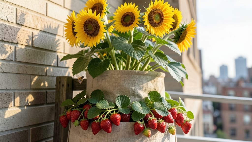 Sunflower And Strawberry Tower Planters