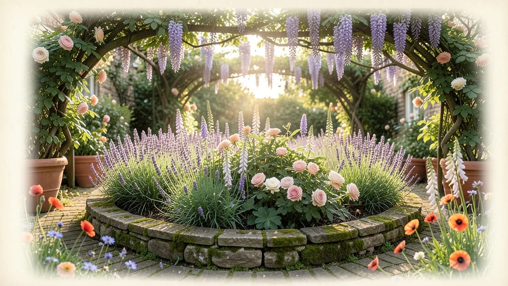 Whimsical Cottage Garden with Mixed Heights