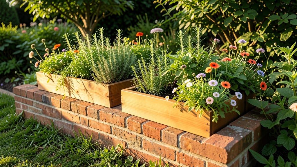 Brick and Wooden Planter Combination Bed