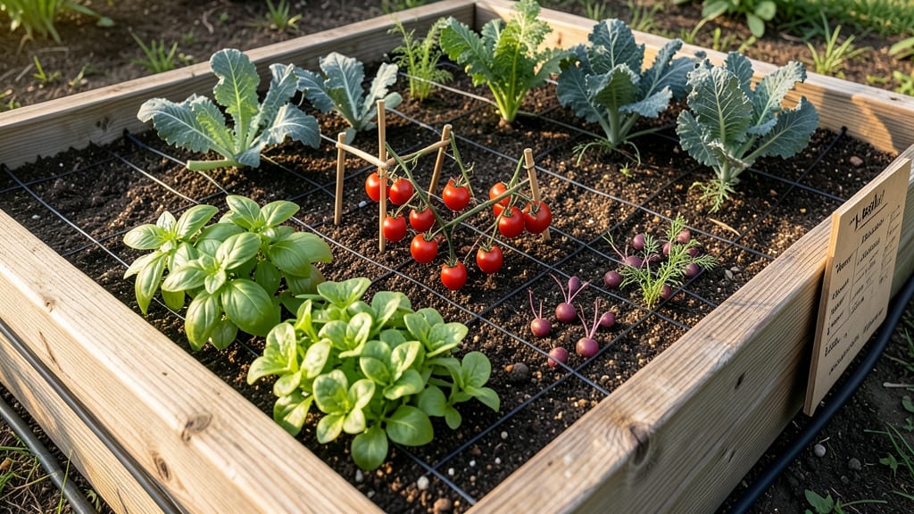 Square Foot Gardening with Mesh Grid