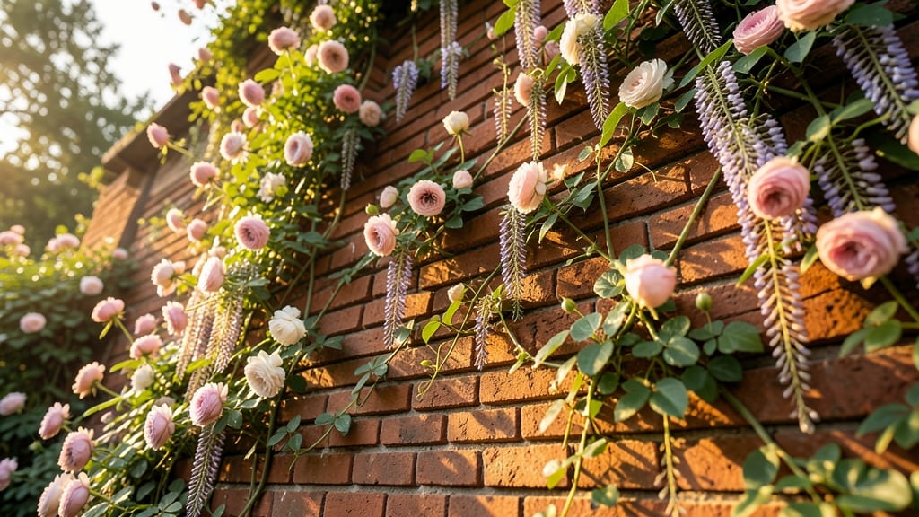 Brick Flower Bed with Integrated Trellis