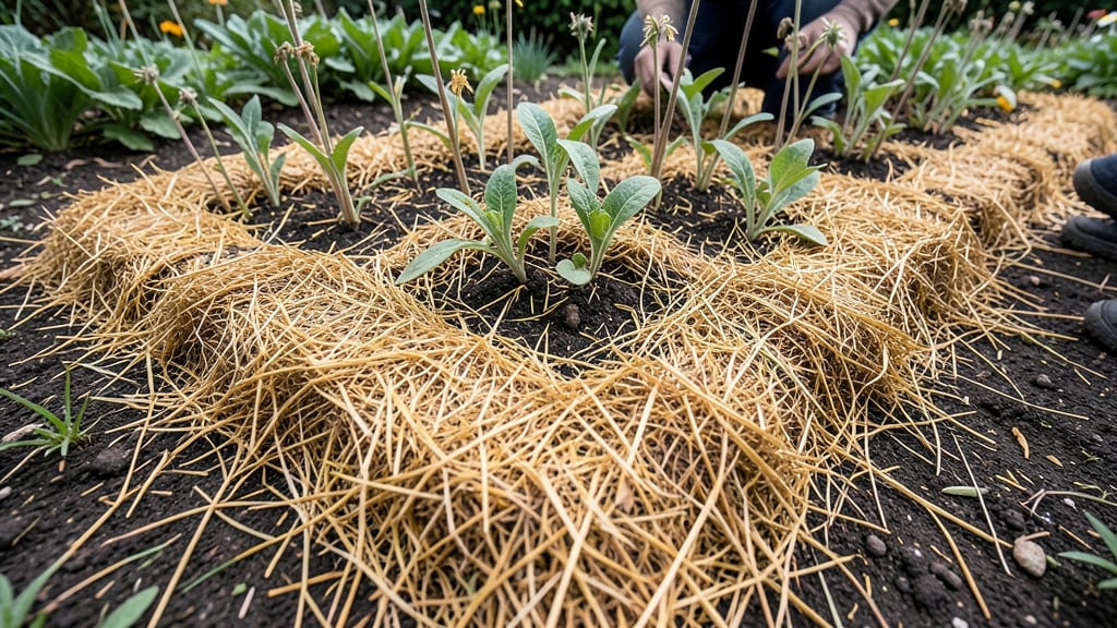 Straw Mulch for Seasonal Flower Beds