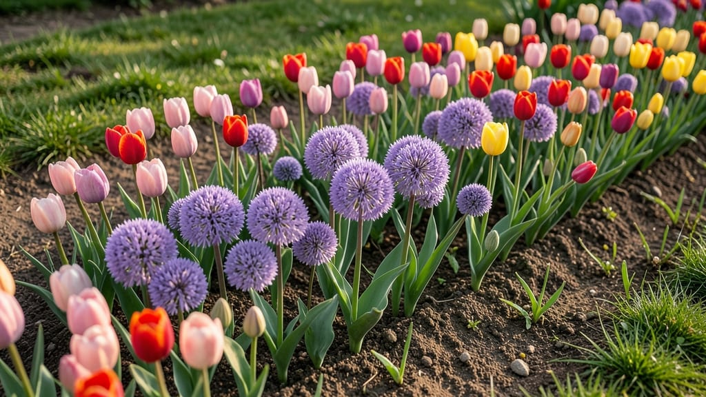 Spring-Blooming Tulip and Allium Border