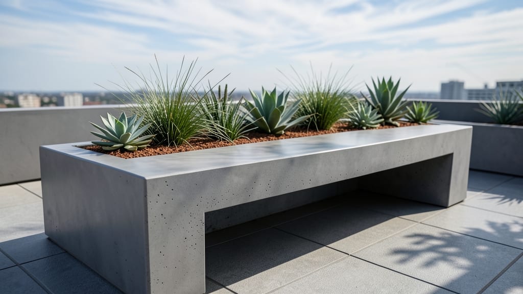 Concrete Planters with Built-In Seating