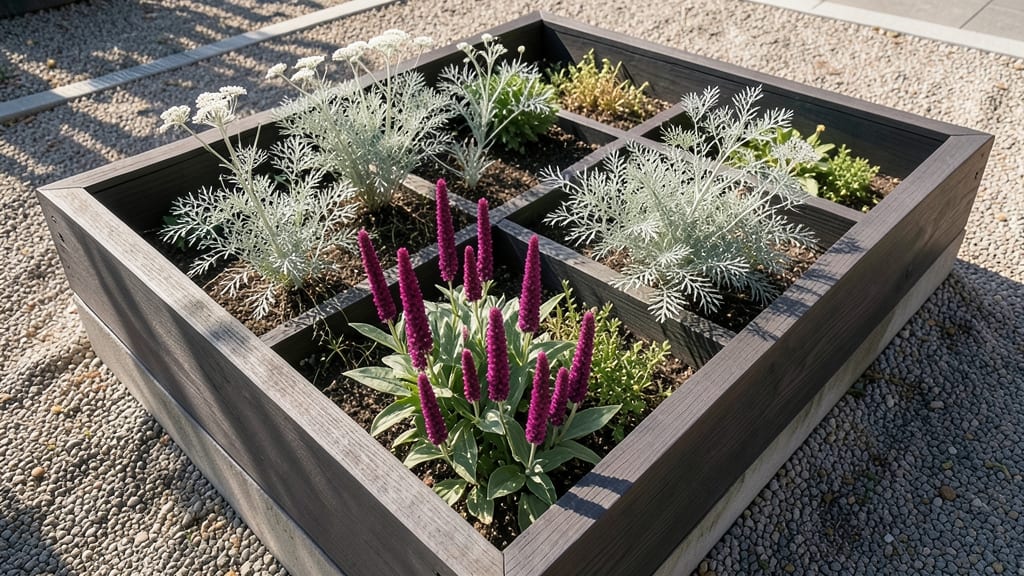 Modern Geometric Salvia and Yarrow Pattern