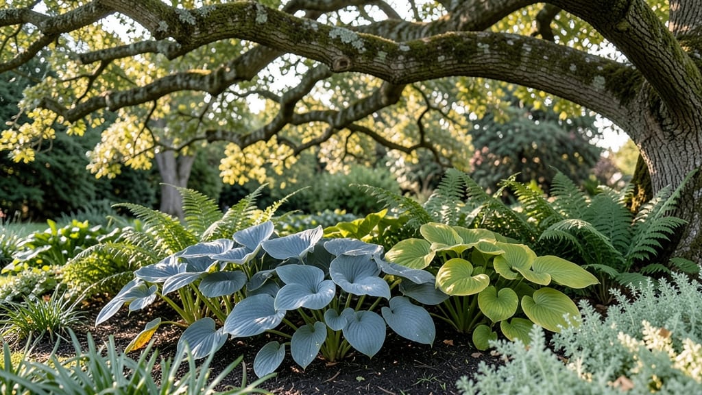 Hostas with Fern Fringe for Textured Depth