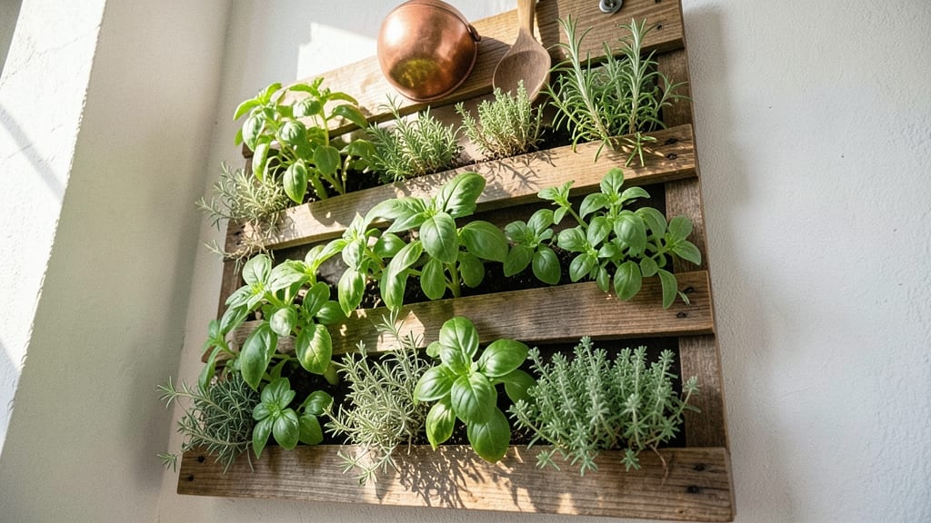 Vertical Pallet Herb Garden Wall
