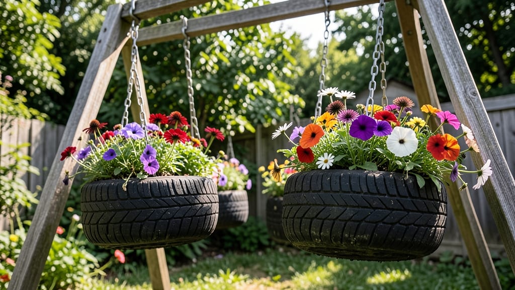 Tire Planter Swing Garden