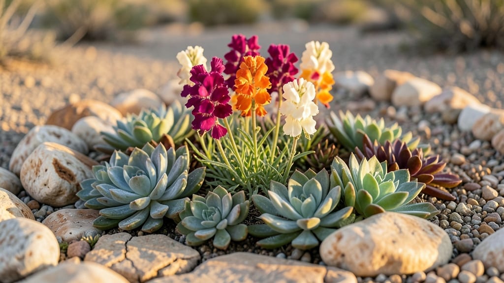 Snapdragon And Succulent Desert Bed